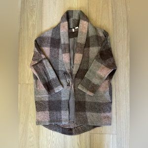 anthro moth woodland walk plaid sweater coat,size xsmall petite